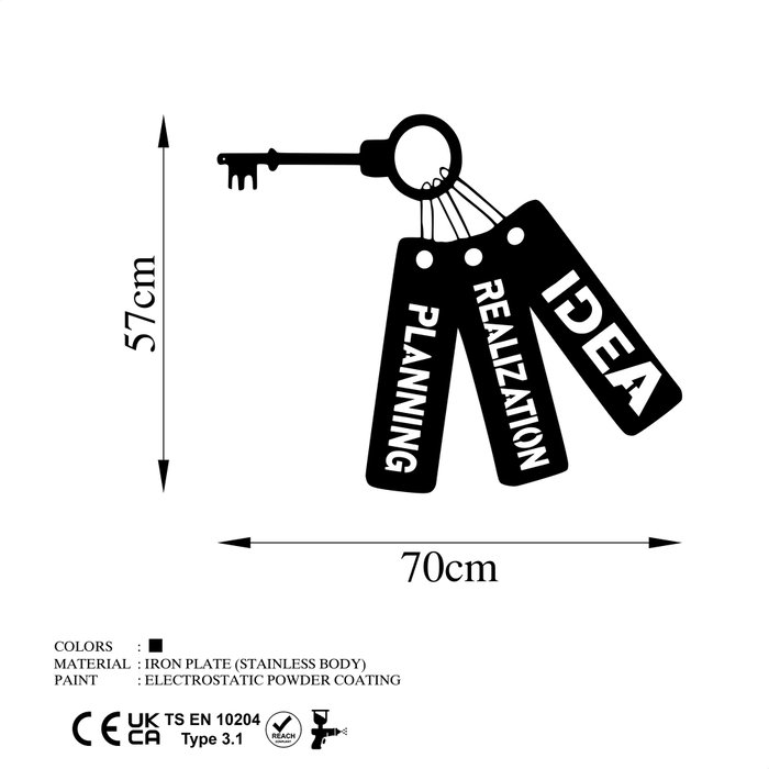 Wallity Idea Realization Planning - Accesorio de Pared de Metal Decorativo Negro Wallity Idea Realization Planning - Accesorio de Pared de Metal Decorativo Negro